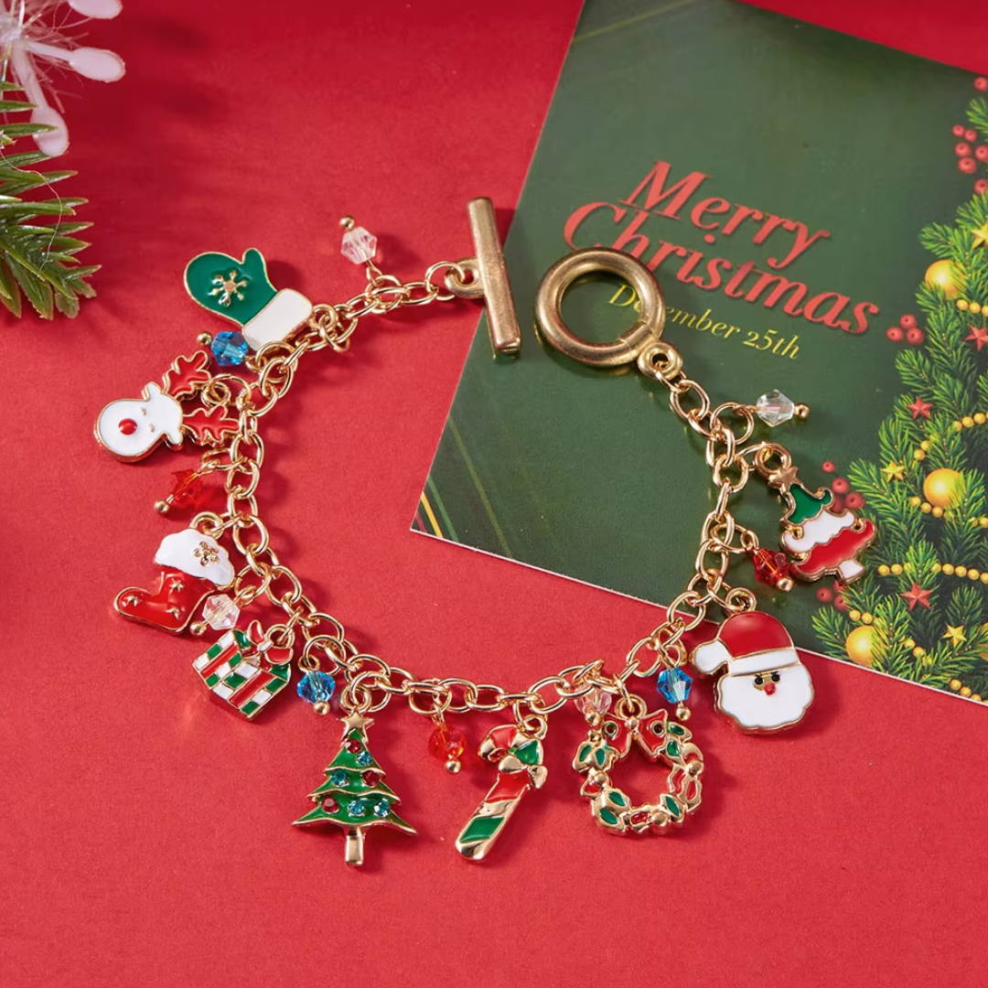 Pulsera De Navidad Con Colgantes De Papa Noel + 1 Gratis