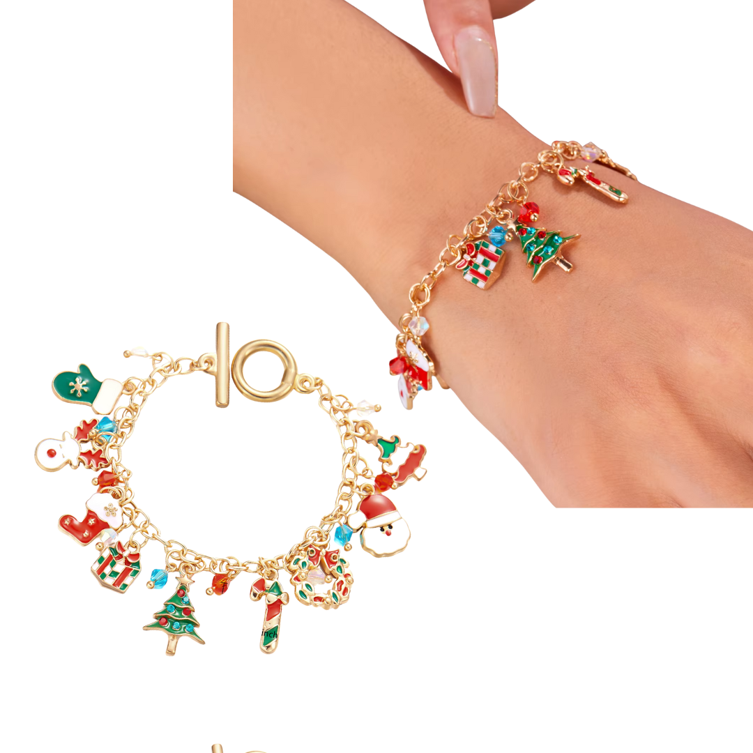 Pulsera De Navidad Con Colgantes De Papa Noel + 1 Gratis